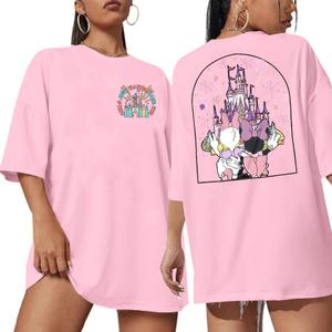 Magic Kingdom Shirt Women Girls Just Wanna Have Fun Shirt Girls Trip T-Shirt Cute Magical Tee Summer Vacation Tops L, Light Pink