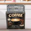 AOHMPT Dishwasher Magnet Sticker Cover Panel Decal Refrigerator Magnetic Sticker Decorative for Kitchen Decoration,Fridge Door Cover, Appliances Stickers (Coffee time, 23.03"x25.59")