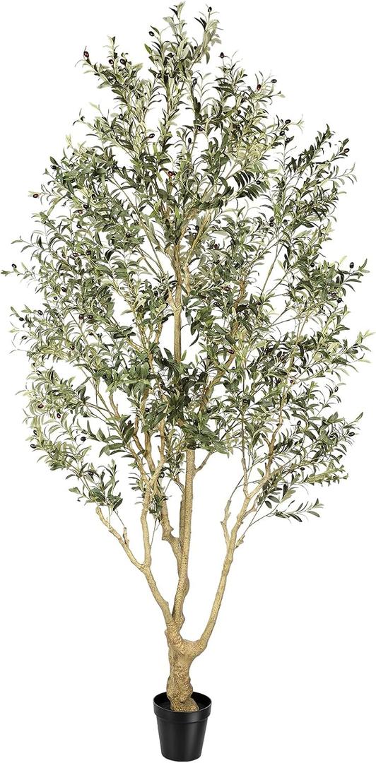 Realead Tall Faux Olive Tree 10ft with with Thick Trunk & Realistic Leaves