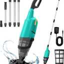 Pool Vacuum for Above Ground Pools, Rechargeable Portable Handheld Pool Vacuums with Brush Head, Aluminum Pole, 18 Gal/Min, Spa Vacuum for Hot Tub, Cordless Pool Vacuum for Inground Pools (Green)