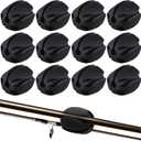12 Pcs Portable Silicone Fishing Pole Rod Holder Clips Fixed Ball 5 Holes Multifunctional Rubber Fishing Pole Puller Clips Bike Rod Holder Straps for Travel Ground Car Bike (Black)