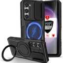 for Samsung Galaxy S23 Case Compatible Magnetic Wireless Charging, with Screen Protector,Built-in Magnetic Stand Ring,Camera Cover Drop-Resistant Protection Shockproof Galaxy S23 Case Black 