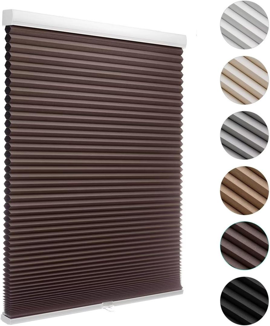 MYshade Cordless Blackout Cellular Shades for Windows, Honeycomb Window Shades with Thermal Insulation, Child & Pet Safe Room Darkening Shade, Easy Install, 26" W x 36" H, Taupe