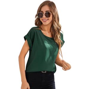 NARECRE Womens Tops Dressy Casual,Summer Blouses for Women,Business Casual Tops,Womens Dress Shirts (X-Large, 36-dark Green)