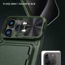 Vihibii for iPhone 15 Pro Max Case with Card Holder (4 Cards) & Slide Camera Cover & Kickstand, Military Grade Drop Protection, Rugged Hard Back & Silicone Edge Wallet Phone Case, 6.7" 2023, Green