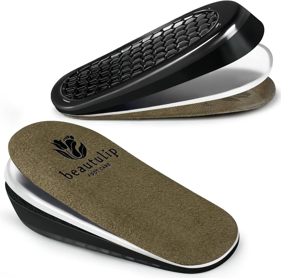 Beautulip 3-Layer Adjustable Heel Lift Inserts - Height Increase Insoles for Women and Men, Heel Cushion Cups for Heel Pain and Leg Length Discrepancies (Large: Women's 9.5-12.5 / Men's 8.5-13.5)