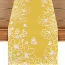 Artoid Mode Yellow Bloom Flowers Butterfly Spring Table Runner, Seasonal Holiday Kitchen Dining Table Decoration for Home Party Indoor 13x72 Inch