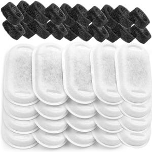 Cat Water Fountain Filters for Stainless Steel 67oz/2L Adjustable Water Flow Pet Fountain, 8 Pack Pet Replacement Filters with 8 Sponges