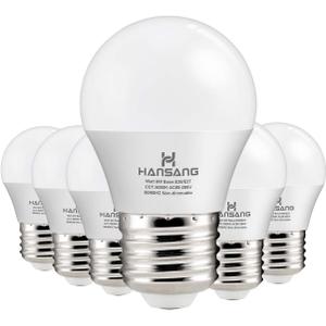 hansang A15 LED E26 Small Light Bulb, Daylight 5000K, 60Watt Equivalent Ceiling Fan Light Bulbs, E26 Standard Base Appliance Light Bulb, 600 Lumen, CRI85+, Eye Protection, 120V, Non-Dimmable 6 Pack