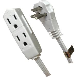 Webber CW43577 9 FT White Low Profile Flat Plug Triple Extension Cord Webber Home & Office Series, White