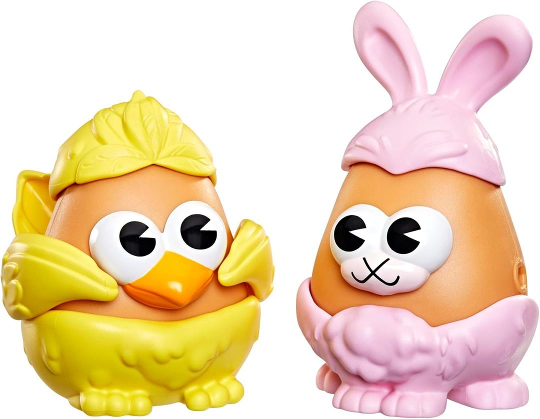 Potato Head Bunny & Chick Tots with 12 Mix and Match Pieces, Two 3-Inch Potato Bodies with 10 Accessories, Preschool Toys for Girls and Boys 2+ Easter Basket Stuffers