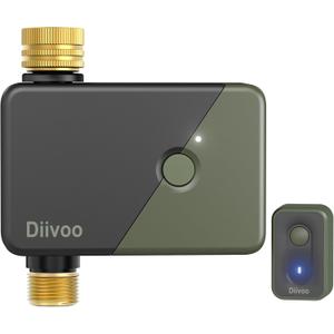 Diivoo Brass WiFi Water Timer, Smart Hose Sprinkler Timer Compatible with Alexa/Google Assistant, 6 Irrigation Plans, Rain Delay & Mist Mode for Garden Lawns (2.4GHz Only) (1 Outlet)