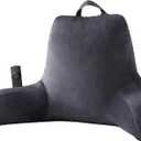 Back Pillow for Bed Sitting up, Reading Pillow for Sitting in Bed Adult, Back Support Pillow, Memory Foam Sit up Lounge Backrest Pillow with Arms for TV, Couch, Chair, Dorm, 18 Inch, Grey