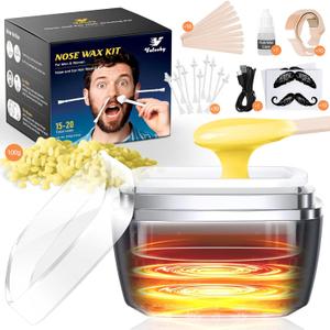 Nose Wax Kit Men, Nose Ear Hair Removal Kit for Men Women, 40 Sticks, 100g Wax, USB Fast Heat, Smart Constant Temp, Painless Hair Removal Waxing Kit for Nose Ears Eyebrow Lip Facial, Yellow