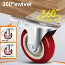 5 Inch Heavy Duty Caster Set of 4, Swivel Plate Castor Wheels with Dual Locking Brakes, Silent Polyurethane (PU) Wheels, 360 Rotation, 2800lbs Load Capacity