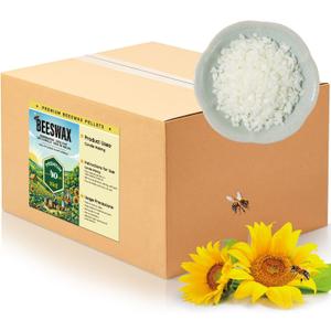 Beeswax Pellets for Candle Making – 5lb/10lb/40lb – Natural Beeswax for Candles, Lip Balms, and Skincare – White Beeswax for DIY Projects – Ideal for Beginners and Experts（40lb）