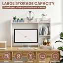 Desk Hutch Dorm White, 3-Tire Wood Desk Shelf Storage Organizer for Office Home, Large