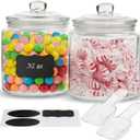 KooK Glass Storage Jars with Lids - 32oz (Set of 2), Kitchen Canisters for Sugar, Cookies, Cotton Balls, Glass Containers with Chalkboard Labels and Airtight Lid