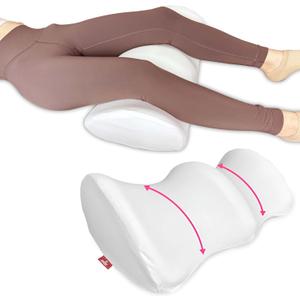 XOLLOZ Premium Memory Foam Knee Pillow for Back Sleepers – Leg Support Wedge, Bolster Pillow for Under Leg & Back Pain Relief – Ideal for Home & Salon – White