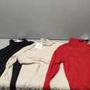 3 Pack Men's Ribbed Turtleneck Shirts, Long Sleeve Mock Neck Lightweight Pullover Sweaters Knit Base Layer Tee Tops XL, Black, Wine Red, Light Apricot