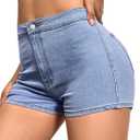 VIPONES Jeans Shorts Womens High Waisted Stretchy Sexy Butt-Lifting Hot Denim Shorts (XX-Large, Blue)