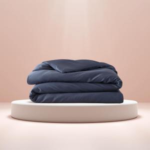100% Cotton Duvet Cover, Navy Blue, 90*100, Throw Size | Cool, Soft & Durable | OEKO-TEX® STANDARD 100 Certified