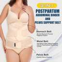 ChongErfei 3 in 1 Postpartum Support Recovery Belly Wrap Waist/Pelvis Belt Body Shaper Postnatal Shapewear, XL Beige