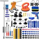129pcs Dent Puller Kit, Paintless Dent Repair Kit for Dent Removal, Paintless Dent Removal Kit with T-Bar, Bridge Puller, Golden Lifter, Car Dent Puller Kit for Hail Damage Door Ding Fridge