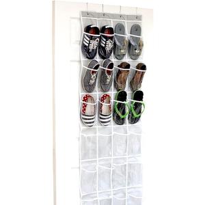 Simple Houseware 24 Pockets- Crystal Clear Over The Door Hanging Shoe Organizer, Gray (64" x 19")