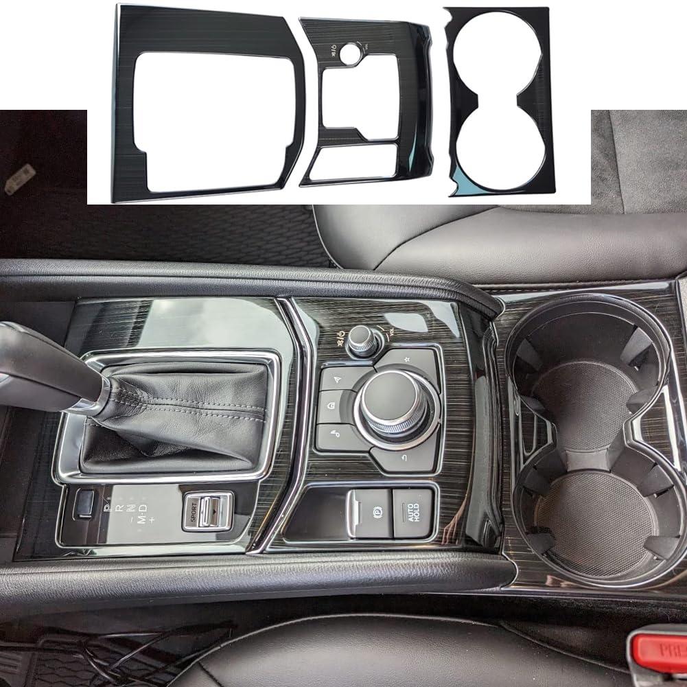 AOKIO Interior Center Console Gear Shift Panel Cover Trim for Mazda CX5 CX5 Accessories 2017 2018 2019 2020 2021 2022 2023 2024 2025 (Stainless Black)