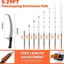 35FT Manual Pole Saw for Tree Trimming, 5-29FT Telescoping Extension Pole with Flip-Lock & Screw Dual Locking, 19" 3X Detachable Pruning Saw Head, Yard Maintenance Pruner for Garden Palms Shrubs