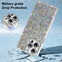 PERRKLD Luxury Glitter for iPhone 14 Pro Max Rectangle Bling Case, Silver