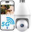 Light Bulb Camera, 2K Wireless Outdoor Camera, 5G/2.4G Light Bulb Security Camera with AI Human Detection, Color Night Vision, Motion Alerts, 2-Way Audio, Compatible with Alexa