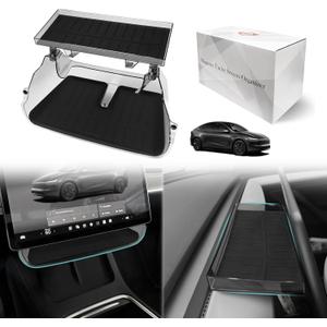BestEvMod Under Screen Storage Compatible with New 2026 2025 Tesla Model Y Juniper Accessories Magnet Install No Tape Needed Behind/Lower Screen Dashboard Organizer Tissue Holder (Black)