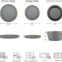 Melamine Dinnerware for 4, 12 Pieces Unbreakable Matte Plastic Plates and Bowls set, Kitchen Dish set BPA Free, Dishwasher Top Safe, Not Microwave, Not Oven (Grey)