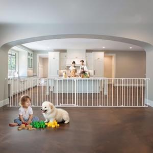 82" Extra Wide Baby Gate, Play Yard Child Safety Gate, Dog Gates with Auto-Close Door, Double Locking System for The House Doorways, Fireplace, Kitchen, 6-Panels, 30" Tall