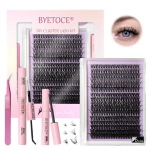 Eyelash Extension Kit 320Pcs False Eyelashes 9-16 Mix 30D-40D-50D Wispy Fluffy Faux Mink Lashes C Curl Diy Lash Extension Kit Natural Look Fake Eyelashes with Lash Bond and Seal