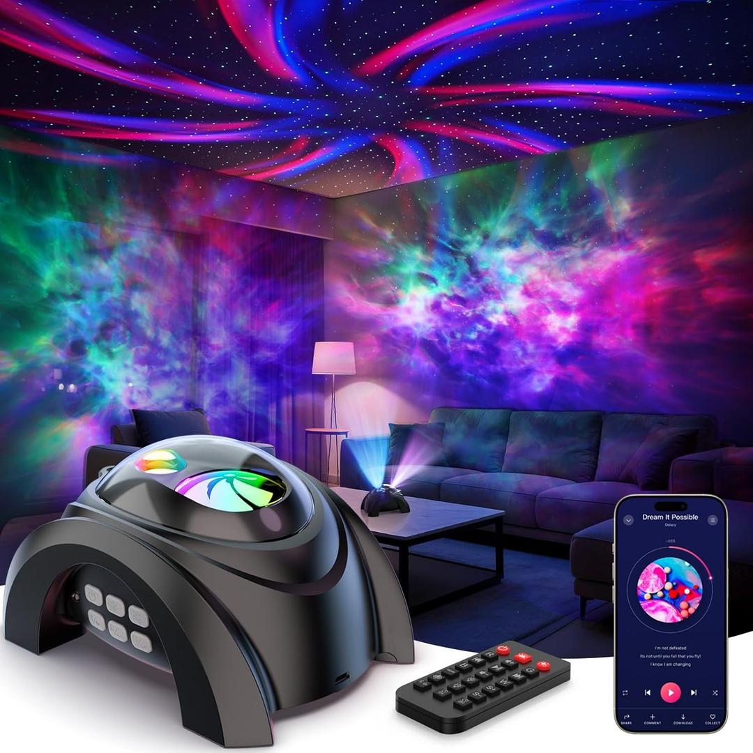 Rossetta Galaxy Projector, Star Projector for Bedroom with Bluetooth Speaker & White Noise, Remote, Timer, Night Light for Kids Room Decor, Party, Birthday & Christmas Gifts for Adults Teen Girls Boys (Space Black)