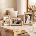 Dreamland 24x36 Matted to 20x30 Picture Frame Natural Wood Picture Frames Solid Teak Wood Picture Frame Handcrafted Rounded Corner with HD Tempered Glass Tabletop or Wall Mount Display, 1 Pack