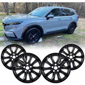 18 Inch Wheel Skins Compatible with 2023-2025 Honda CRV EX EX-L, ABS Plastic Cover Hubcap for 23-25 Honda CRV Wheel Skin Glossy Black Set of 4
