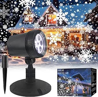 ‎LILNIAGY Christmas Decorations Outdoor Christmas Projector Lights Snowflake Projector, IP65 Waterproof & Adjustable Christmas Lights for Outdoor Christmas Decorations Home Party Garden Xmas Decor
