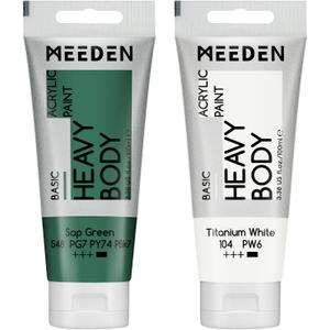 MEEDEN Acrylic Paint Sap Green: Bundled with Titanium White Color - 100ml/3.38oz x 2 Bulk Heavy Body Acrylic Paint Tubes for Art Craft Painting