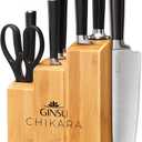 Ginsu Chikara Series Forged 8-Piece Japanese Knife Set, Black - Premium Cutlery Set with 420J Stainless Steel Kitchen Knives and Bamboo Block