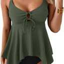 Aidonger Tankini Swimsuit for Women Tummy Control Two Piece Bathing Suit V Neck Flowy Swimwear Top with Bottom, Medium