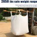FIBC Bulk Bag - 2650 lbs Capacity, 39x39x39 inches, Polypropylene (PP), Open Top, White, Rectangular, Reusable, 1-Pack