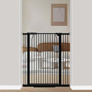 40.5" Extra Tall Baby Gate for Doorways, 32.6"-40.5" Extra Wide Pet Gate Pressure Mounted, Puppy Dog Gates Proof Indoor, No Drill Safety Child Gate, 1.37" Narrow Space Metal Black Gate