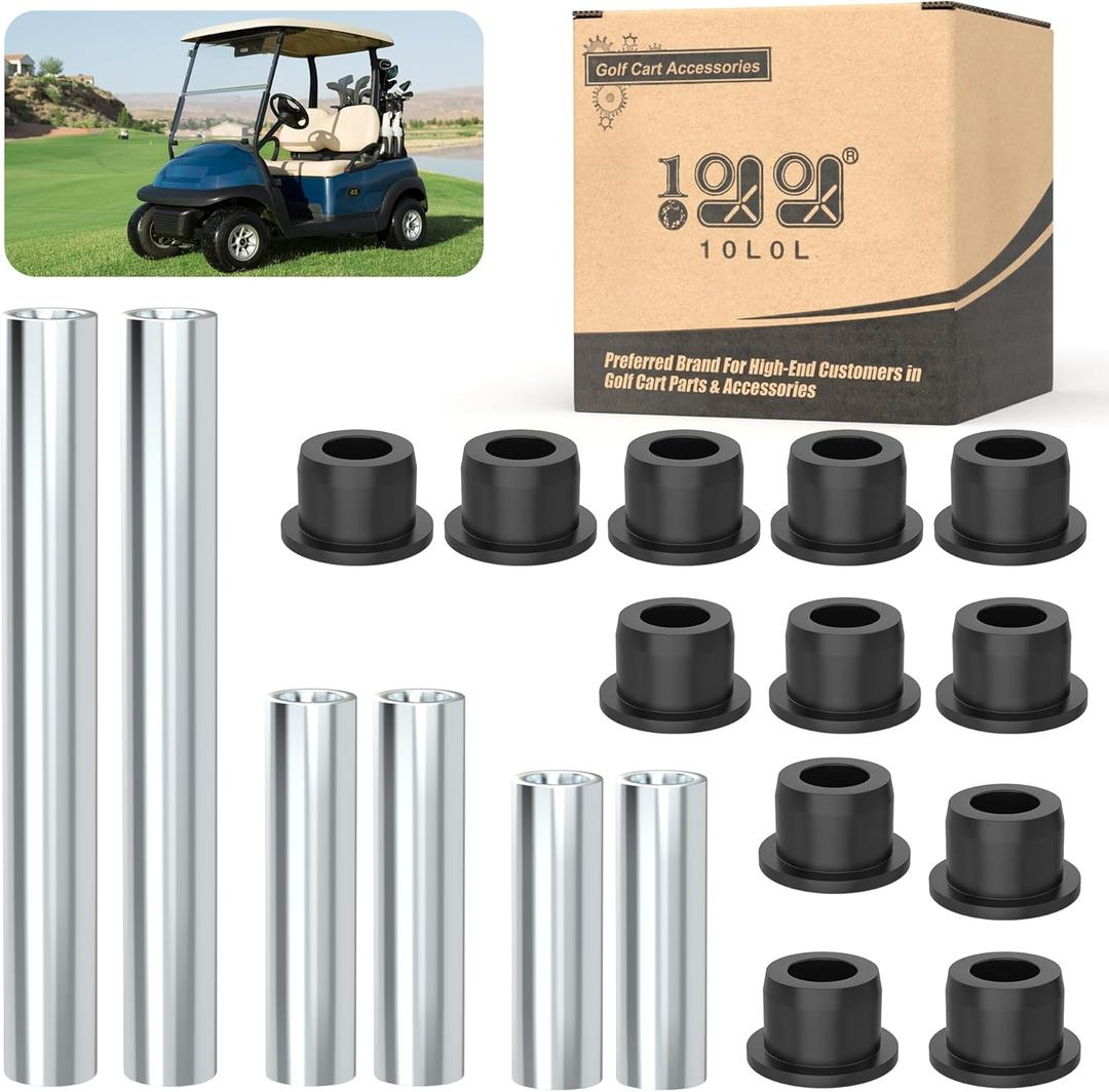 10L0L Front Spring A-Arm Bushing Sleeves Kit for Club Car Precedent 2004-up Golf Cart, Replace OEM 102289901 1029562-01 1022874011 102288101 102287701 1102287601