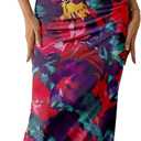 PRETTYGARDEN Women's Summer Wedding Guest Dress Strapless Tube Top Maxi Bodycon Long Floral Mesh Beach Vacation Party Dresses (Medium, Navy Red Big Floral)