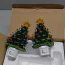 BAILUK 2 Pack Ceramic Christmas Tree Night Light,Vintage Decorative Xmas Tree Nightlight with Multicolor Bulbs, Christmas Gift for Bedroom Bathroom Decor (Green)