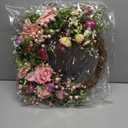 Pink Heart Rose Wreath, 21in Spring Summer Wreath with 8 Modes LED Lights for Front Door